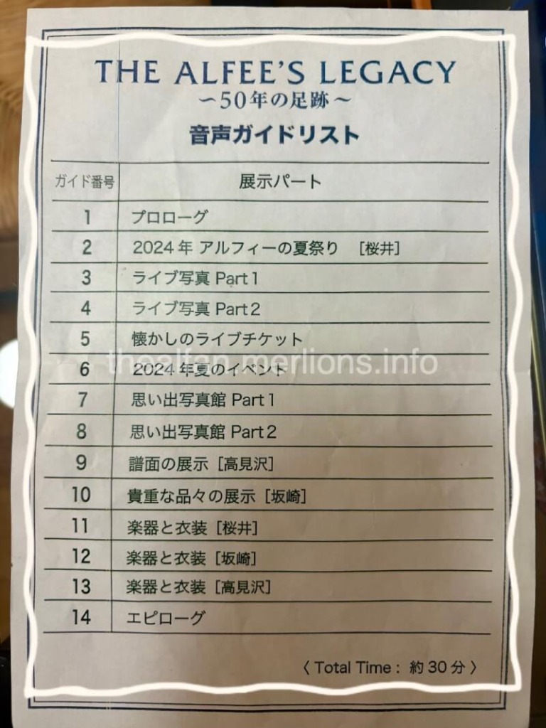 アルフィー展・音声ガイドのプログラム